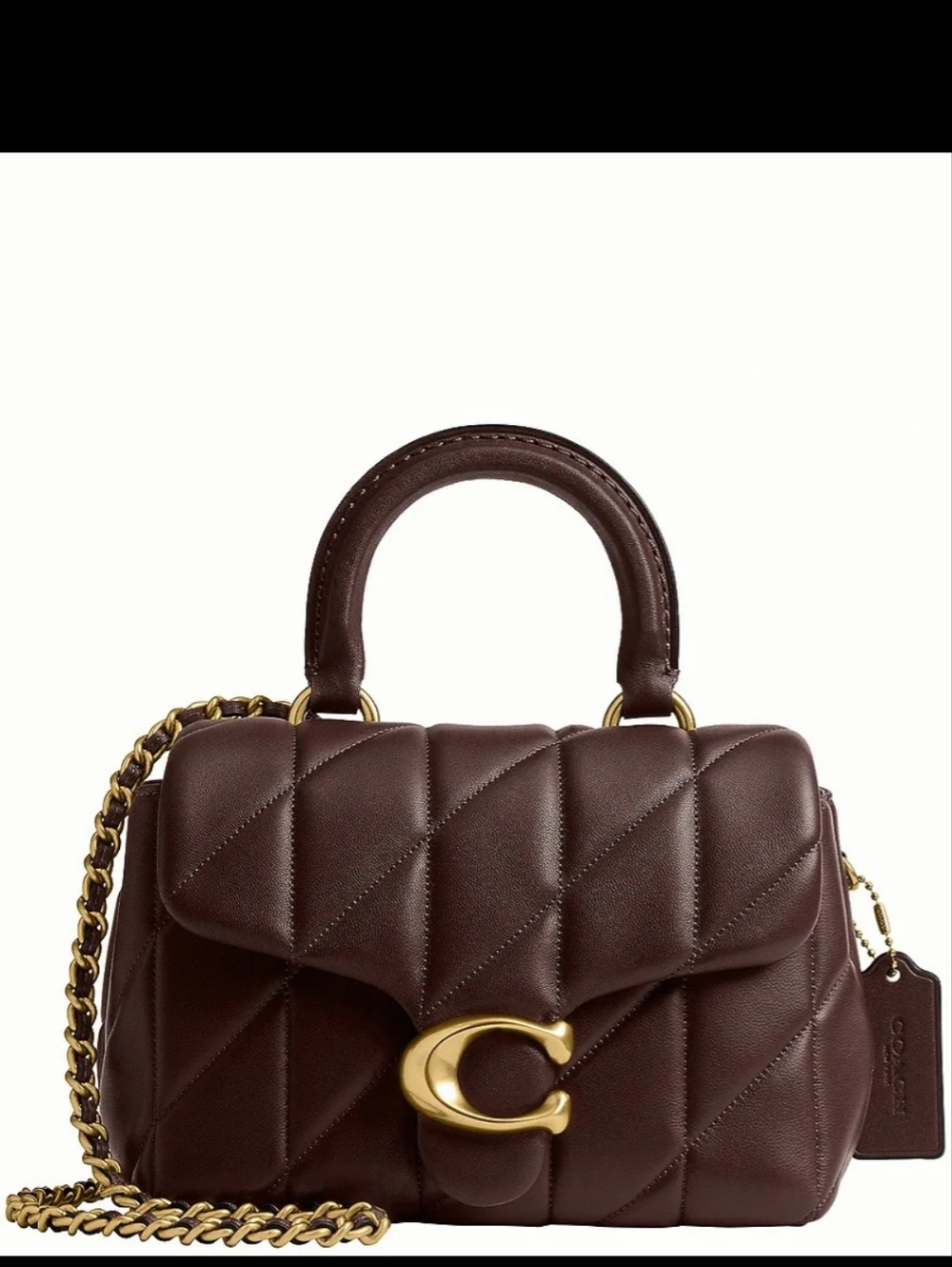 Coach Quilted Chocolate Brown Leather Top-Handle Satchel with Gold C